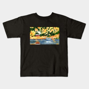 Pacific Northwest Float Plane Watercolor Painting Kids T-Shirt